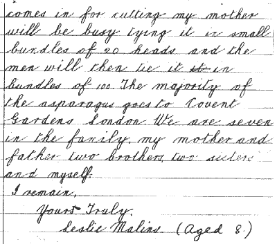 Letter written by Leslie Malins in 1933 