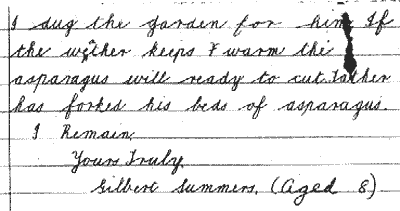 Letter written by Gilbert Summers in 1933