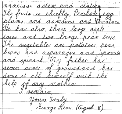 Letter written by George Keen in 1933 