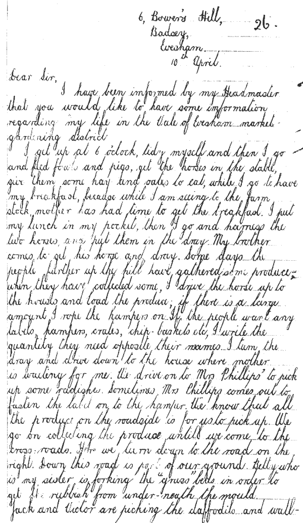 Letter written by Sidney Cull in 1933 