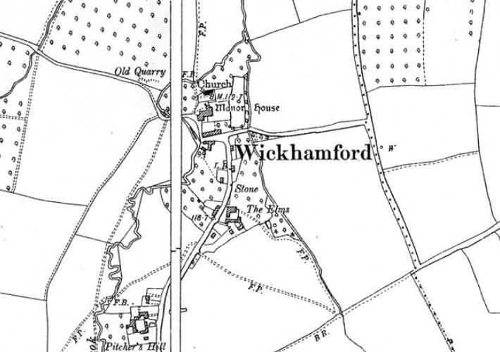 OS Map 1903 Wickhamford Quarry