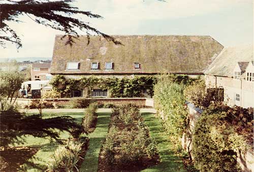 View of Sladdens Barn and Seward House Gardens in the 1970s