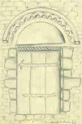 The plan of the doorway at Badsey is signed by B B Bayliss