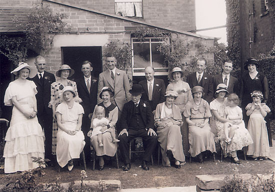 The Crisp family in a 1933 wedding photograph.