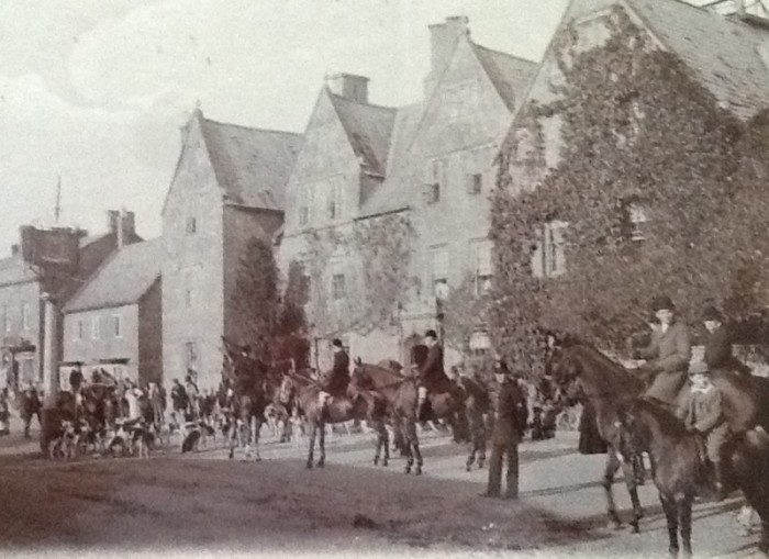 Walter Cyril Idiens, far right on the pony, riding to hounds in Broadway, around 1900.