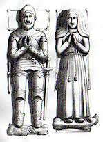 The tomb effigies of William and Margaret Sandys in Hawkeshead Church