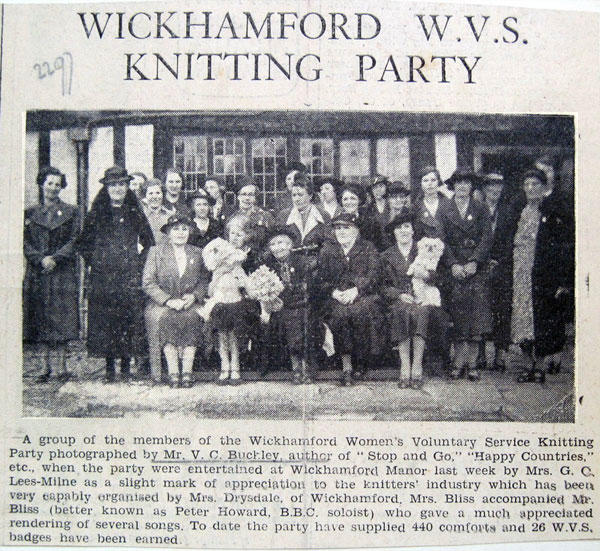 Bertha Drysdale, seated in the centre of the front row, in a 1940 cutting from the Evesham Journal