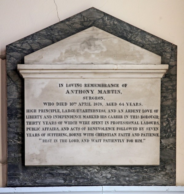 Anthony Martin tablet in Evesham Unitarian Chapel