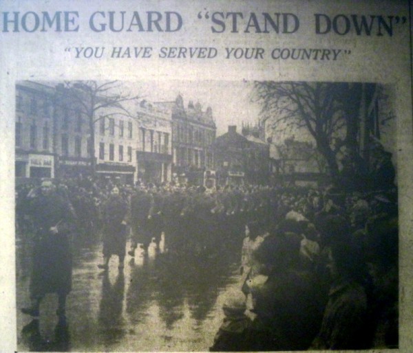 A rainy Stand Down Parade through Evesham High Street  - as printed in the Evesham Journal.