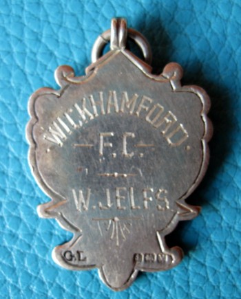 The silver medal awarded to William Jelfs after Wickhamford Albion won the Evesham Hospital Cup in the 1920/21 season.