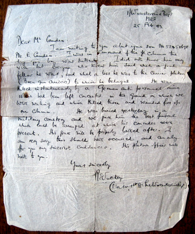 Letter to Eric Camden's father