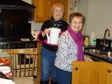 Jane and Wendy in charge of the tea and mince pies
