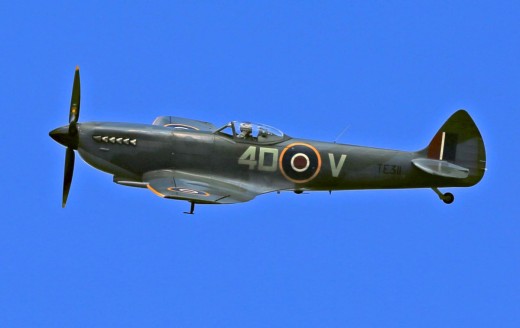 Spitfire flies past during the 2016 Badsey Flower Show