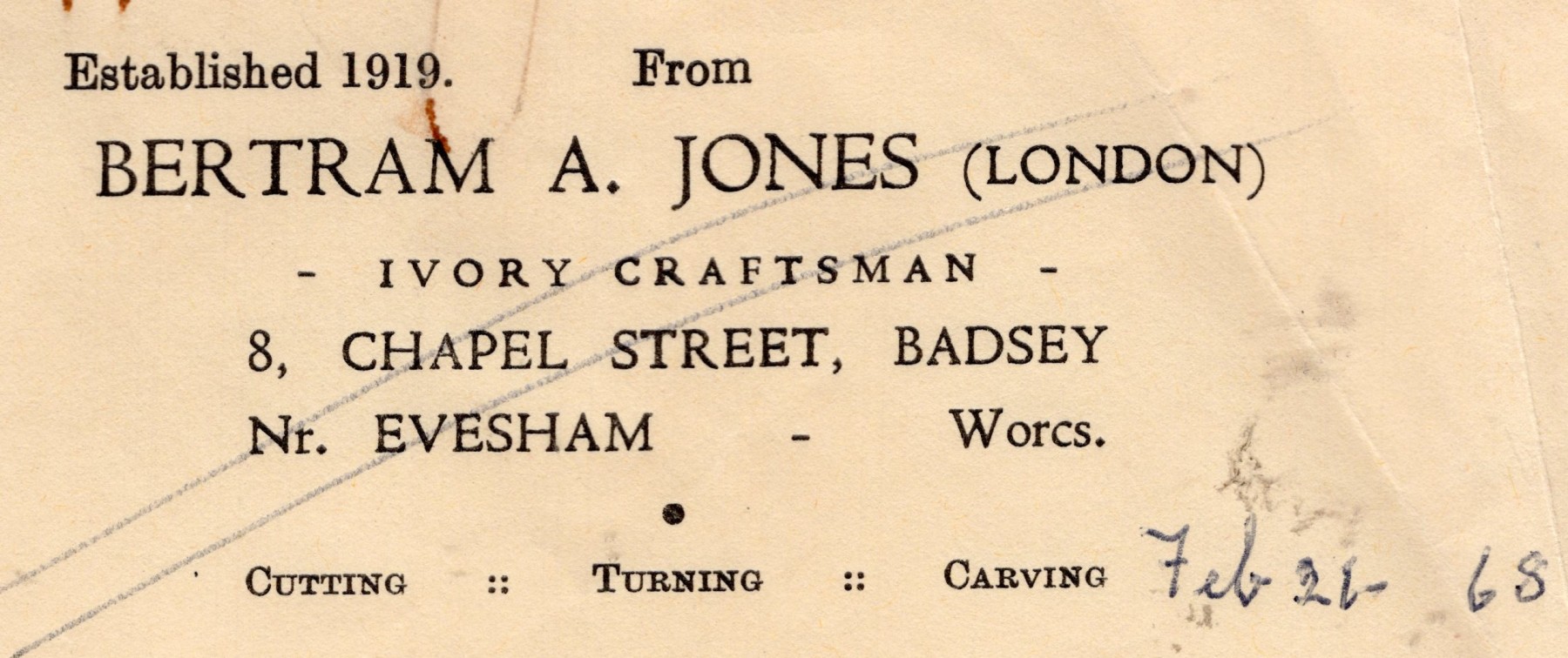 Bertram Jones headed notepaper