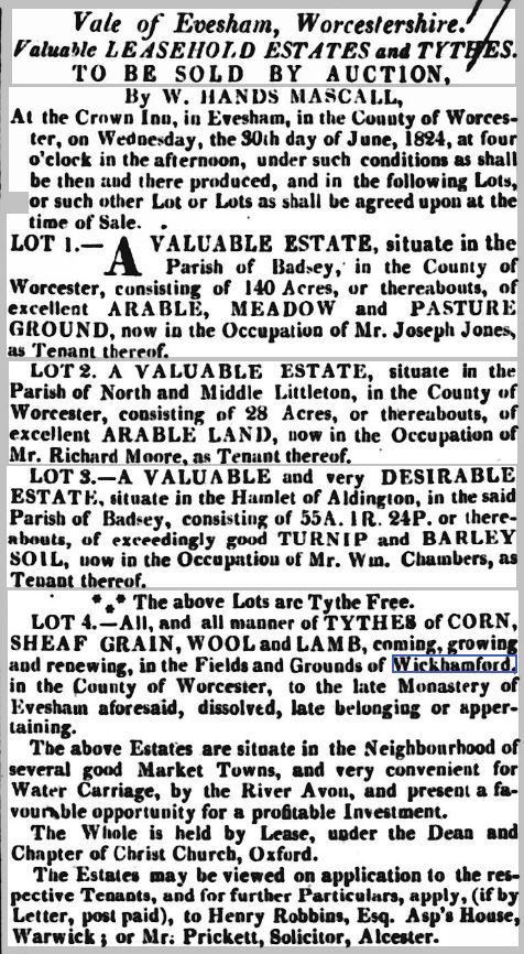 1824 sale of land