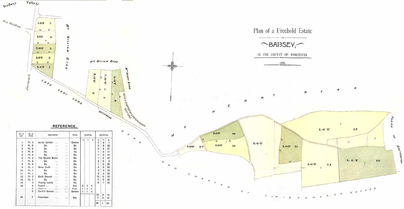 1888 Sale of land at Sands Lane & Willersey Road