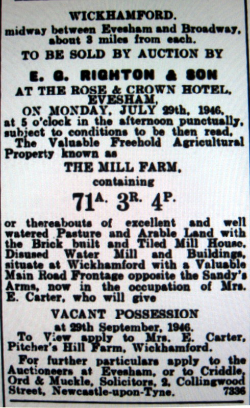Mill Farm auction 1946