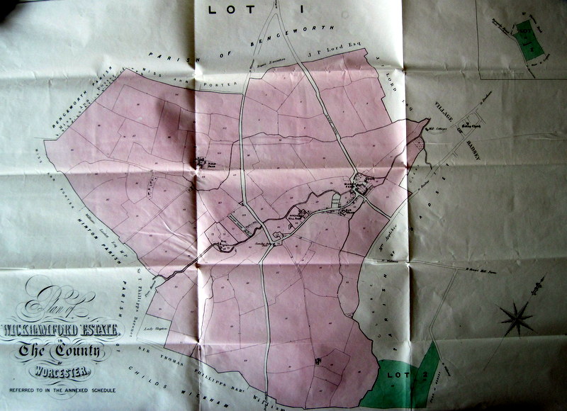 (4) Map showing the Wickhamford Estate to be sold in 1869