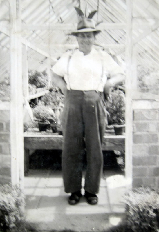 Stan Figgitt (‘Figgett’ in list) (Lot 73) at his glasshouse.