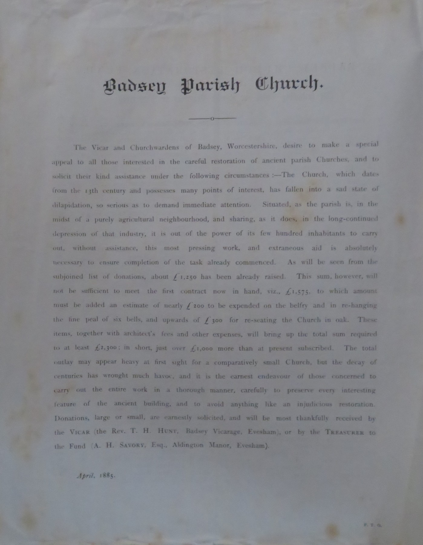 Church restoration 1885