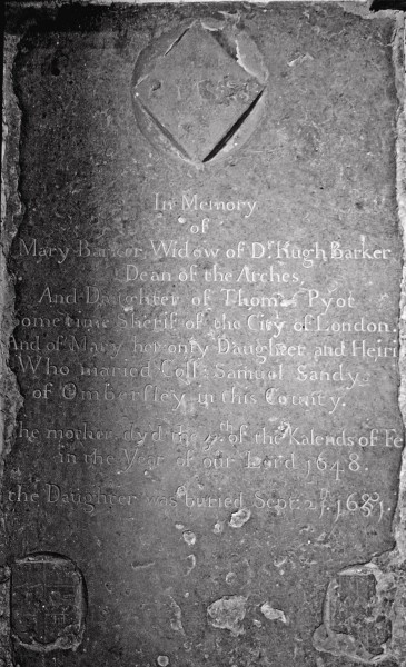 26. Memorial tablet on the floor of the Chancel to Mary Sandys nee Barker.