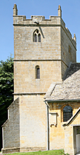 3. West tower in late Perpendicular style, completed in 1686, with battlements and short pinnacles.