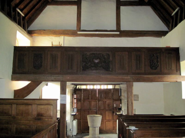 Choir gallery in Wickhamford church