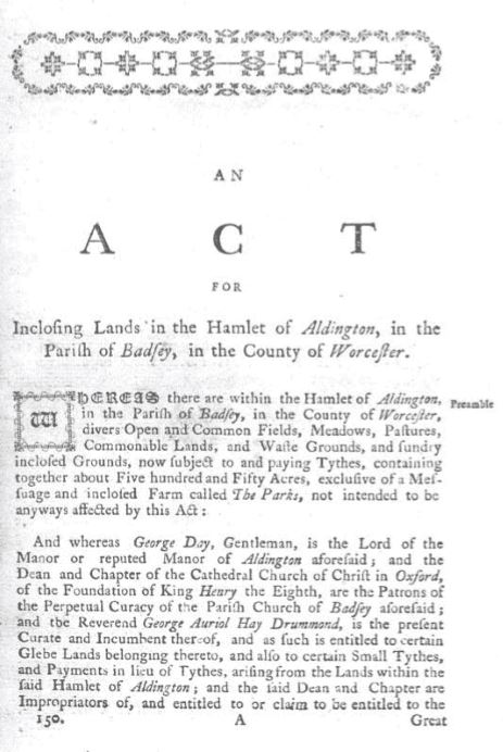 First page of the printed Act of Parliament