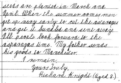 Letter written by Richard Knight in 1933