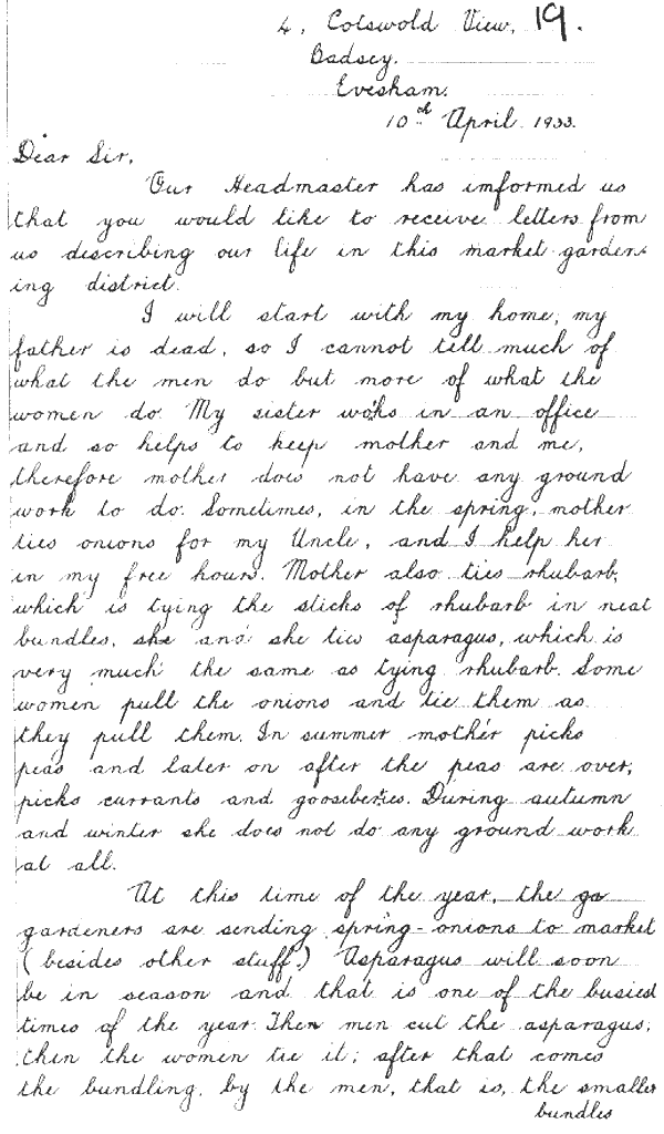 Letter written by Jean Knight in 1933 