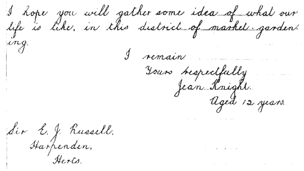 Letter written by Jean Knight in 1933 