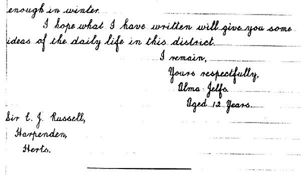 Letter written by Alma Jelfs in 1933 