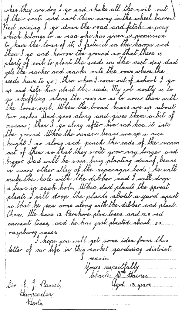 Letter written by Charles W Haines in 1933 