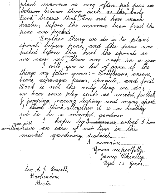 Letter written by James Wheatley in 1933 