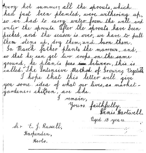 Letter written by Dennis Hartwell in 1933