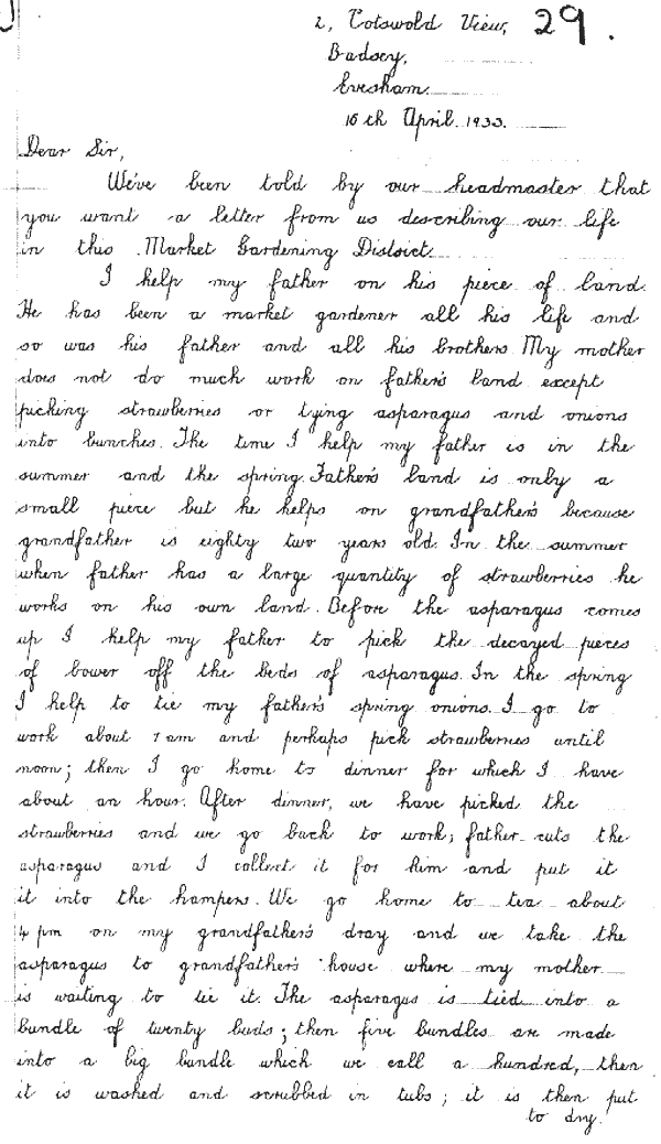 Letter written by Lucy Sadler in 1933 