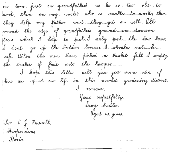 Letter written by Lucy Sadler in 1933 