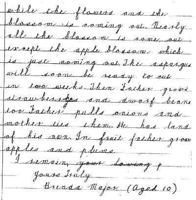 Letter written by Brenda Major in 1933