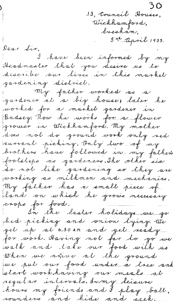 Letter written by Joyce Franklin in 1933 