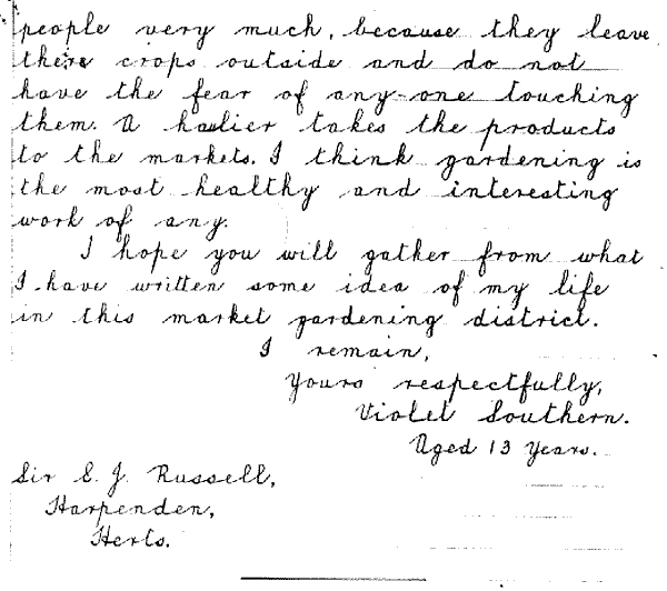 Letter written by Violet Southern in 1933 