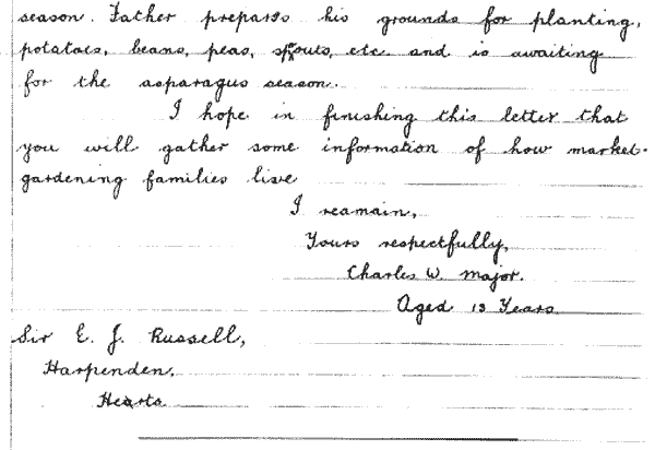 Letter written by Charles W Major in 1933