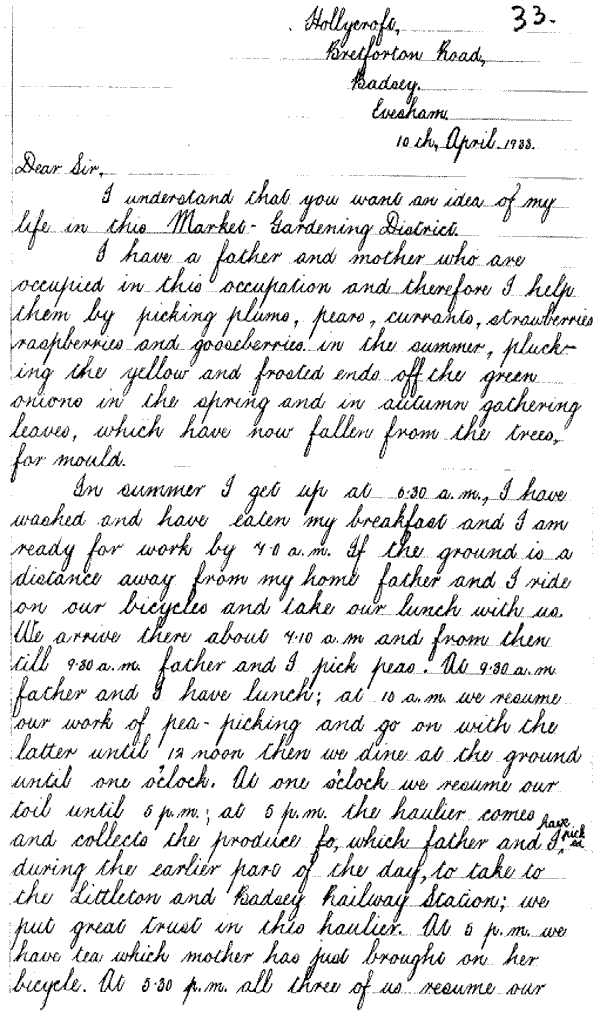Letter written by Ronald Sears in 1933
