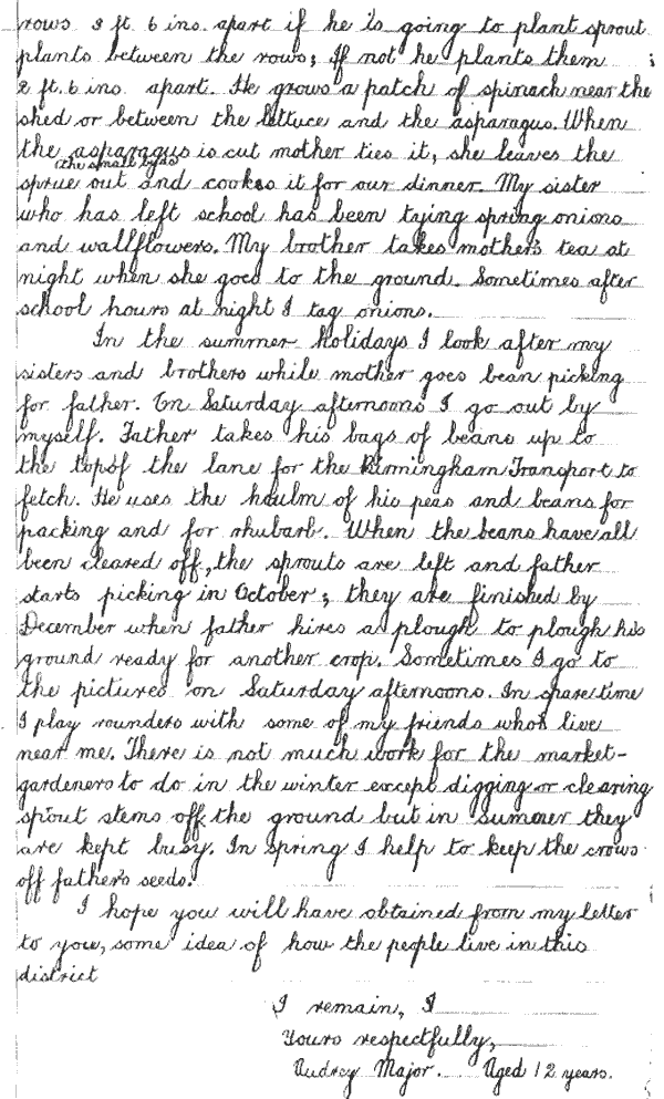 Letter written by Audrey Major in 1933 