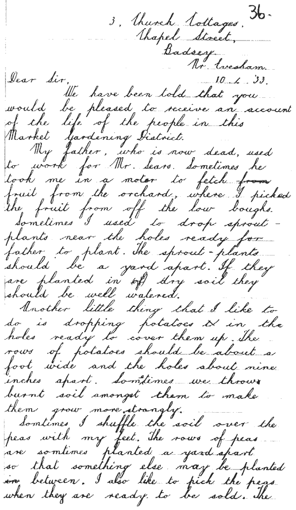 Letter written by John Knight in 1933