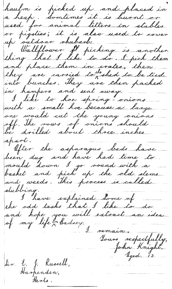 Letter written by John Knight in 1933