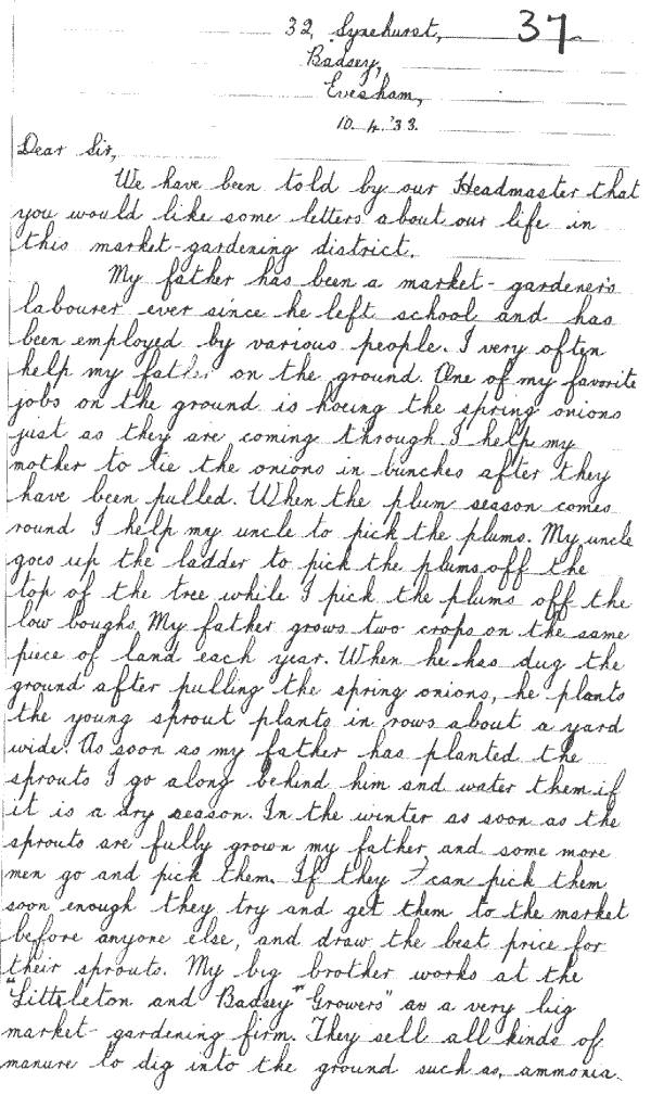 Letter written by K Ellison in 1933 