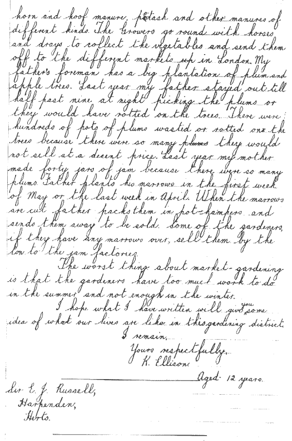Letter written by K Ellison in 1933 
