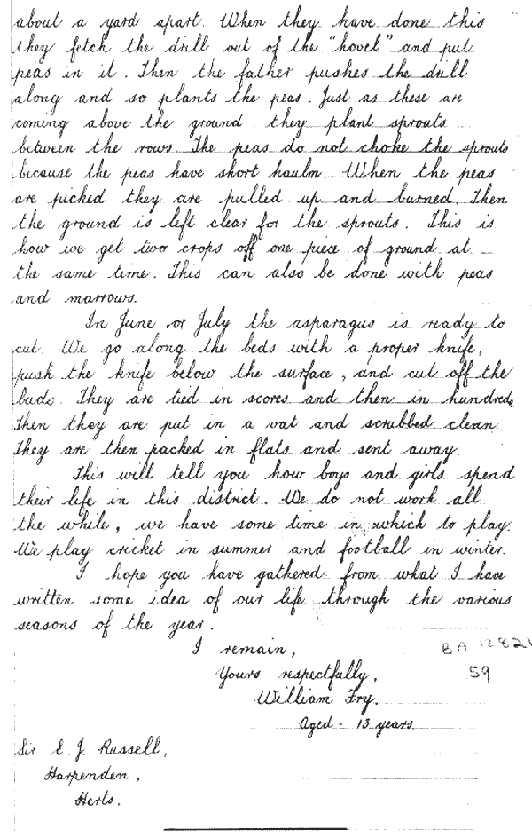 Letter written by William Fry in 1933