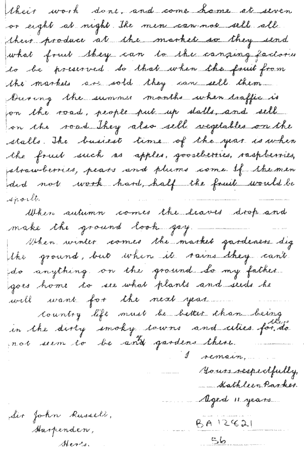 Letter written by Kathleen Parker in 1933 