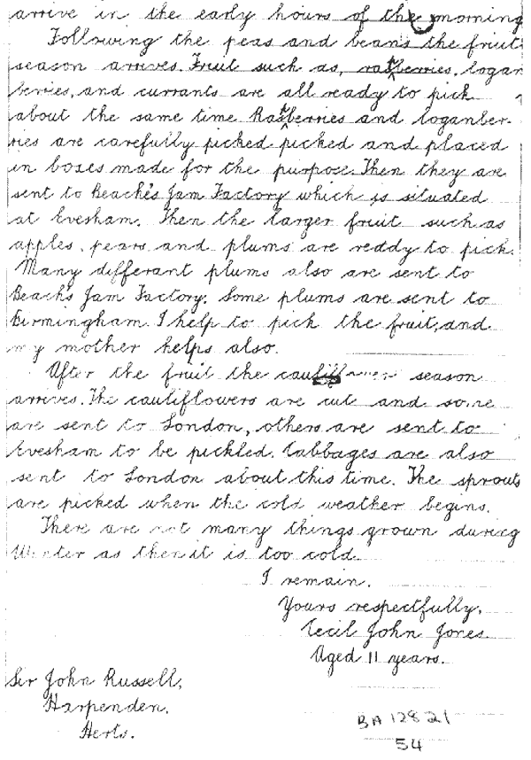Letter written by Cecil John Jones in 1933 